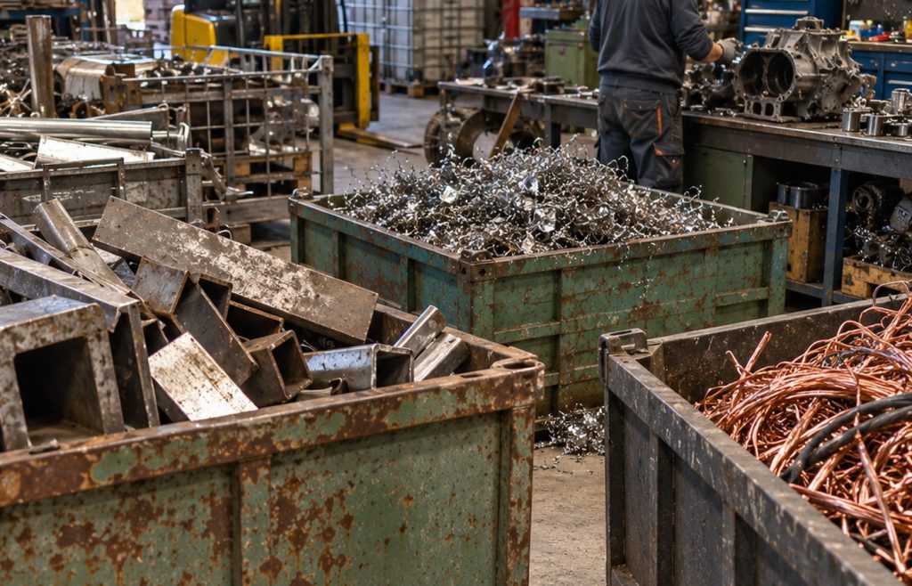 Preparación y clasificación de chatarra metálica en un entorno industrial de Bizkaia