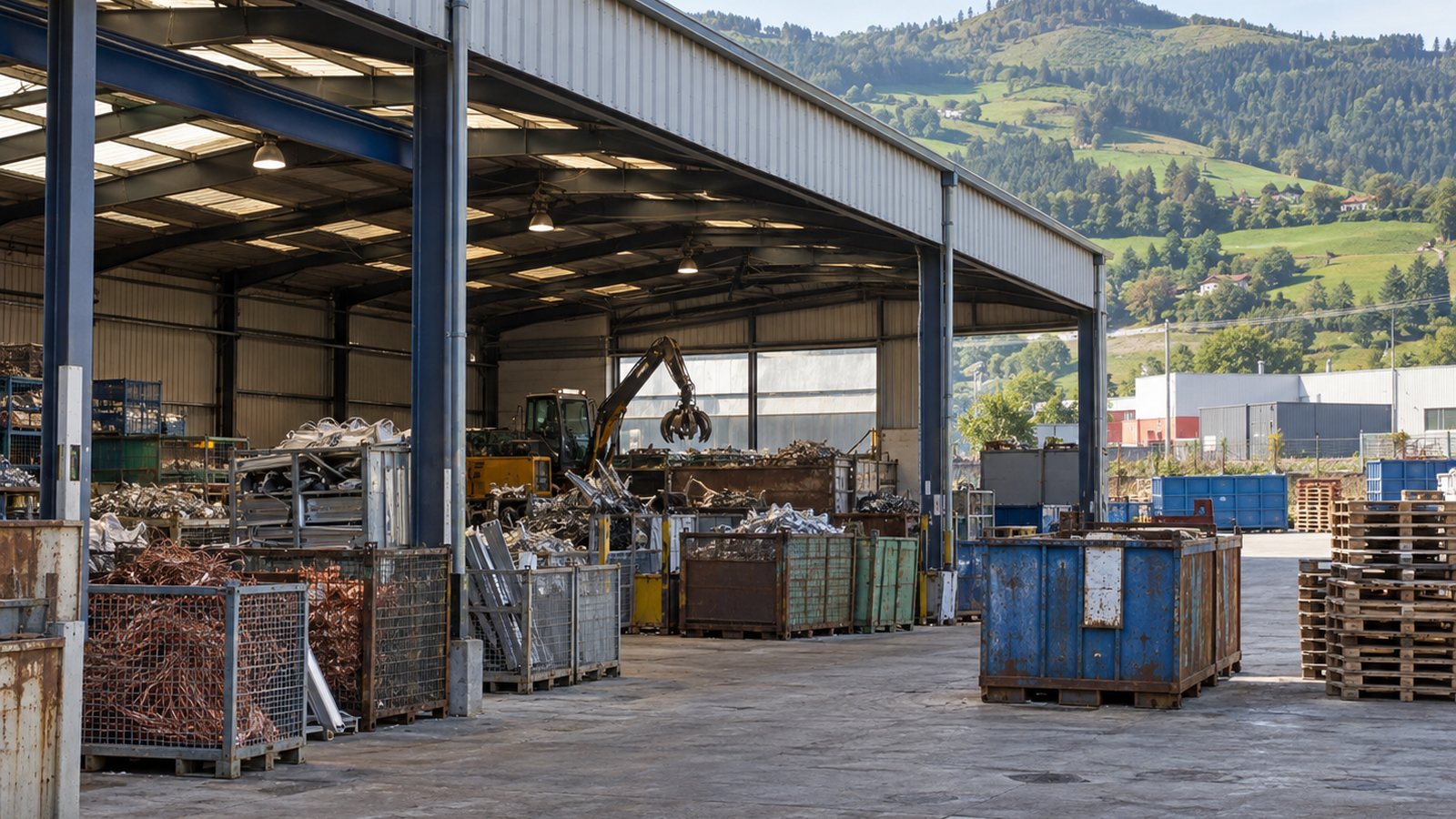 Chatarra de hierro y acero preparada para retirada en una instalación de Bizkaia
