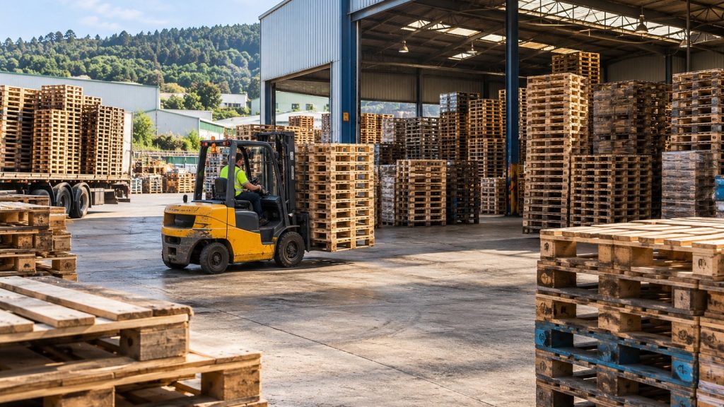 Palets usados clasificados por estado para su reutilización en Bizkaia