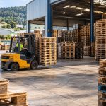 Palets europeos apilados en una instalación industrial de Bizkaia