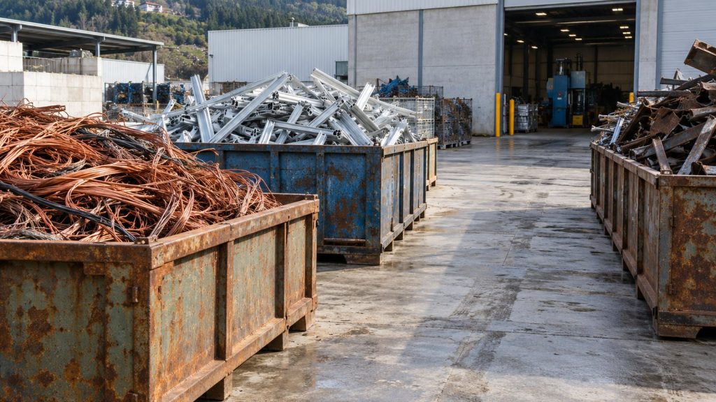 Clasificación de chatarra y piezas metálicas en un taller de Bizkaia