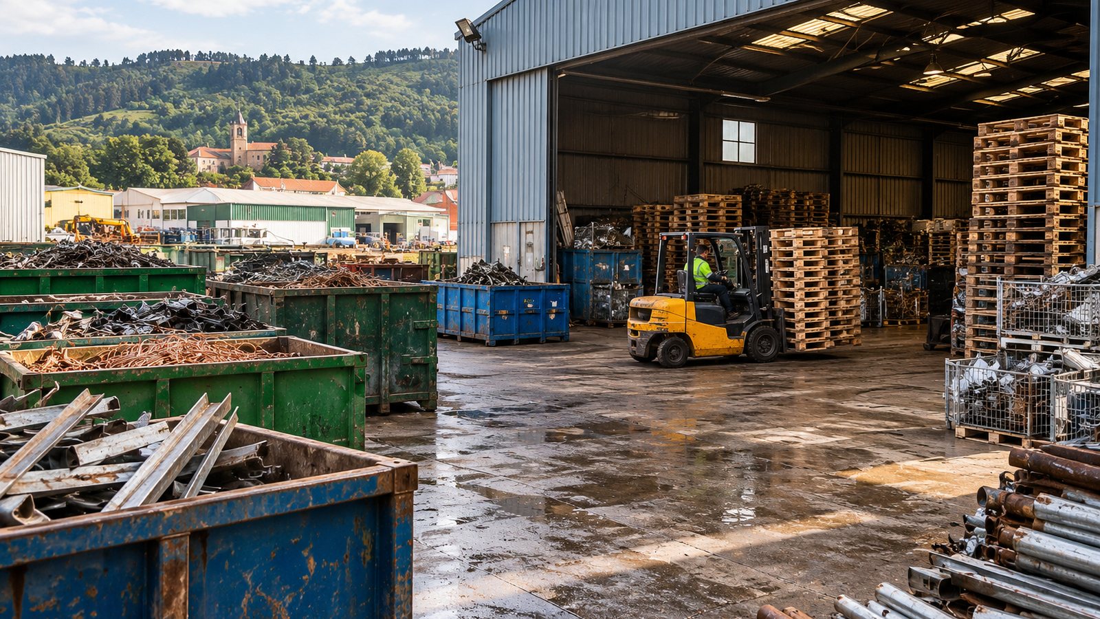Chatarra metálica preparada para una recogida industrial en Bizkaia