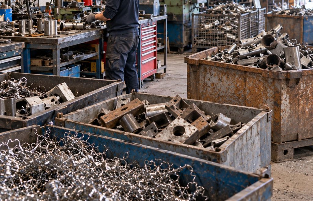 Preparación y clasificación de chatarra metálica en un entorno industrial de Bizkaia