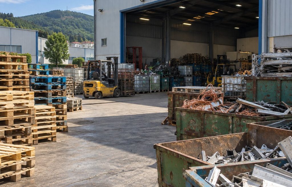 Preparación y clasificación de chatarra metálica en un entorno industrial de Bizkaia